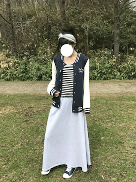 「Honeys（ハニーズ）のアイテム（スタジャン）」を使った、あーる。さん（レディース・171cm）の春コーディネート