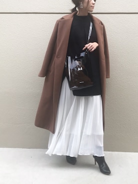 「NaNa-NaNa（ナナナナ）の【PULP】NaNa-NaNa / ナナナナ PVC A4（ショルダーバッグ）」を使った、mikaさん（レディース・157cm）の冬コーディネート