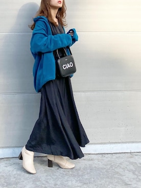 「michino（ミチノ）のアイテム」を使った、mikaさん（レディース・157cm）の冬コーディネート