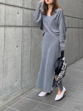 「チュールパンプス」｜mikaさん（レディース・157cm）の冬コーディネート
