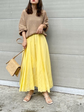 「H&M（エイチ・アンド・エム）のアイテム（かごバッグ）」を使った、mikaさん（レディース・157cm）の春コーディネート