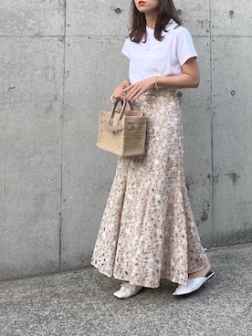 「SEA（シー）のアイテム（かごバッグ）」を使った、mikaさん（レディース・157cm）の春コーディネート