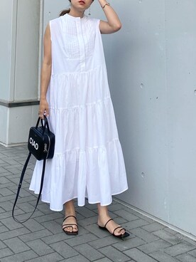「rectangle（レクタングル）のアイテム（シャツワンピース）」を使った、mikaさん（レディース・157cm）の夏コーディネート