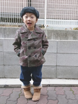 「Pコート」｜「アイテム（ハンチング/ベレー帽）」を使った、ento*kanonさん（キッズ・100cm）の秋コーディネート