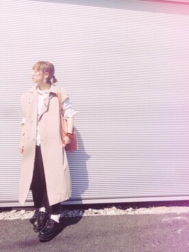 「MONKI（モンキ）のアイテム（トレンチコート）」を使った、cloe(クロエ)さん（レディース・154cm）の春コーディネート