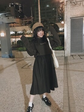 「アイテム（ハンチング/ベレー帽、ゴールド系）」を使った、Tung ♡さん（レディース・155cm）の春コーディネート