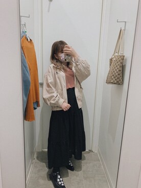 「KANGOL（カンゴール）のアイテム（ジャケット/アウター）」を使った、Tung ♡さん（レディース・155cm）の秋コーディネート