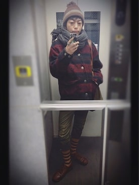 「WOOLRICH（ウールリッチ）のアイテム（カバーオール）」を使った、ぽんさん（メンズ・175cm）の冬コーディネート