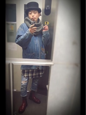「FILA（フィラ）のアイテム（デニムジャケット）」を使った、ぽんさん（メンズ・175cm）の春コーディネート