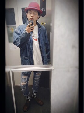 「FILA（フィラ）のアイテム（デニムジャケット）」を使った、ぽんさん（メンズ・175cm）の春コーディネート