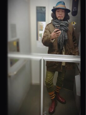 「KNOX（ノックス）のアイテム（ハット）」を使った、ぽんさん（メンズ・175cm）の秋コーディネート
