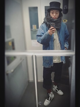 「FILA（フィラ）のアイテム（デニムジャケット）」を使った、ぽんさん（メンズ・175cm）の冬コーディネート