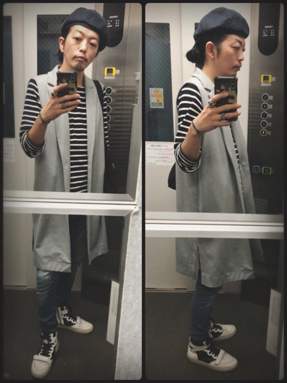 「キャスケット、ロンティー」｜「TWITSのアイテム（キャスケット、ブルー系）」を使った、ぽんさん（メンズ・175cm）の秋コーディネートの1枚目の写真