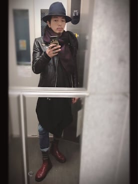 「H&M（エイチ・アンド・エム）のアイテム（カーディガン/ボレロ）」を使った、ぽんさん（メンズ・175cm）の冬コーディネート
