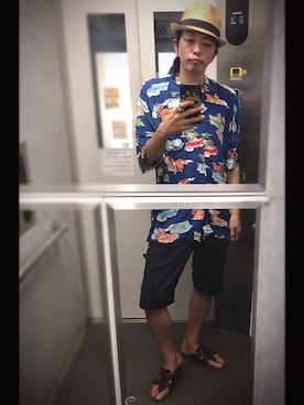 「JOURNAL STANDARD relume（ジャーナルスタンダード　レリューム）のアイテム（ハット）」を使った、ぽんさん（メンズ・175cm）の夏コーディネート