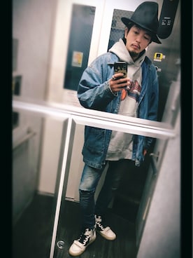 「FILA（フィラ）のアイテム（デニムジャケット）」を使った、ぽんさん（メンズ・175cm）の春コーディネート