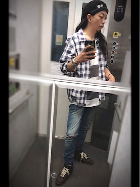 「UP START（アップスタート）のアイテム」を使った、ぽんさん（メンズ・175cm）の夏コーディネート