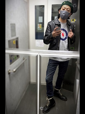 「VANSON（ヴァンソン）のアイテム（ライダースジャケット）」を使った、ぽんさん（メンズ・175cm）の春コーディネート