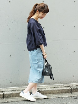 「LUC DNM （ラックデニム）のアイテム（スカート）」を使った、ara*さん（レディース・158cm）の夏コーディネート