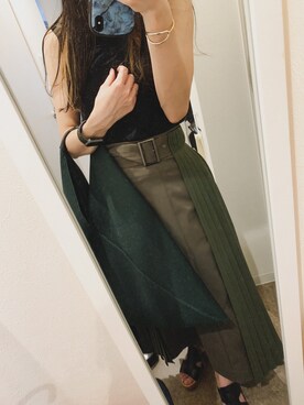 「UNIQLO（ユニクロ）のUVカットリブノースリーブセーター（ニット/セーター）」を使った、kaaay0717さん（レディース・153cm）の夏コーディネート
