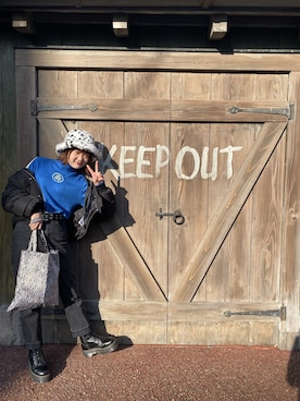 「SNOOPY（スヌーピー）のアイテム（帽子）」を使った、アスカスさん（レディース・162cm）の冬コーディネート