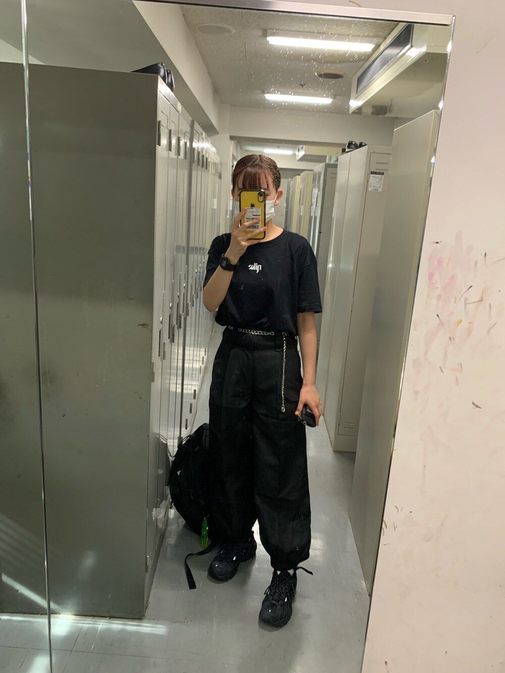 「全身黒コーデ、ニッカポッカ、NIKE、reebok」｜「NIKEのNIKE ナイキ スポーツウェア ウィメンズ Tシャツ / NIKE【SP】（Tシャツ/カットソー、ブラック系）」を使った、アスカスさん（レディース・163cm）の夏コーディネートの1枚目の写真