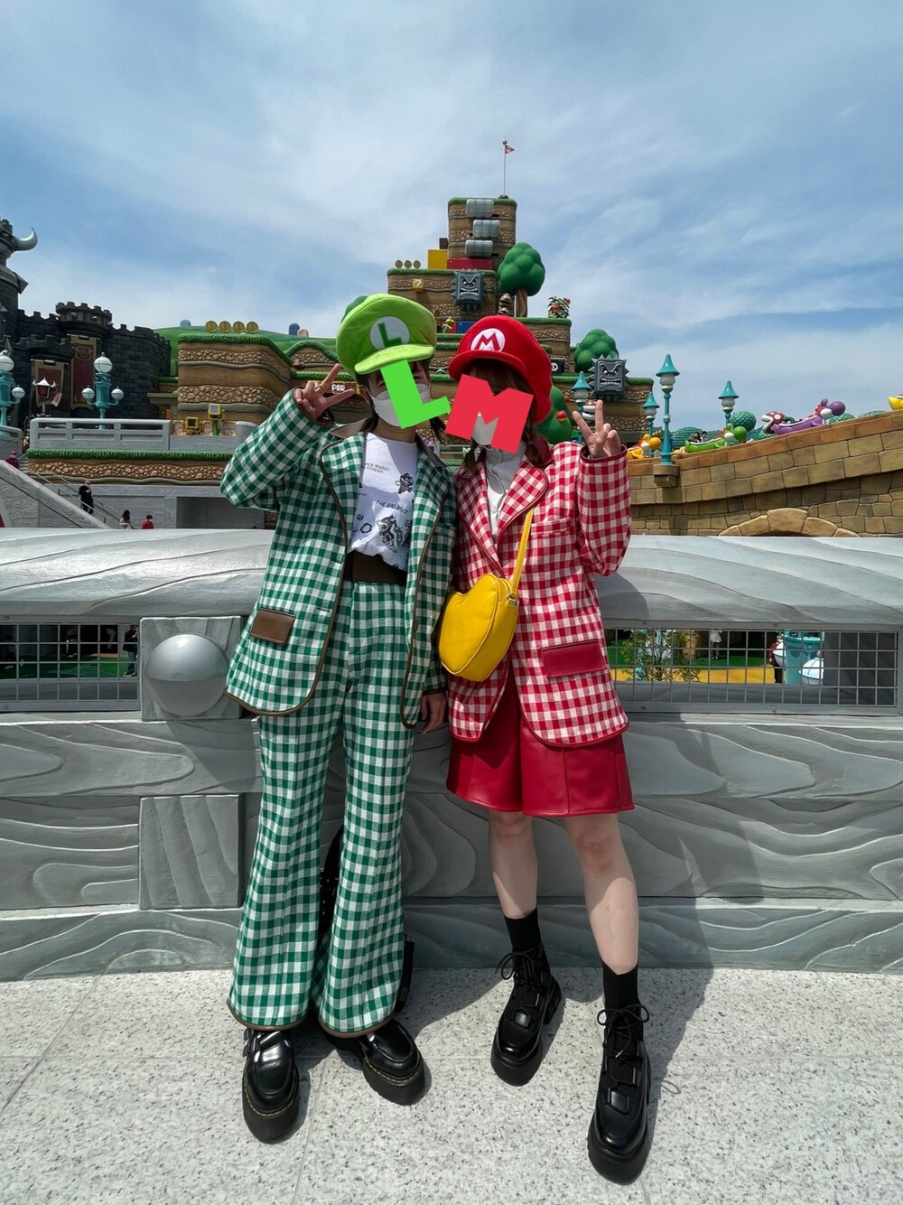 「USJ、マリオブラザーズ、マリオルイージ、ルイージ、マリオ、RRR」｜「RRRのアイテム（ジャケット/アウター、グリーン系）」を使った、アスカスさん（レディース・163cm）の春コーディネートの1枚目の写真