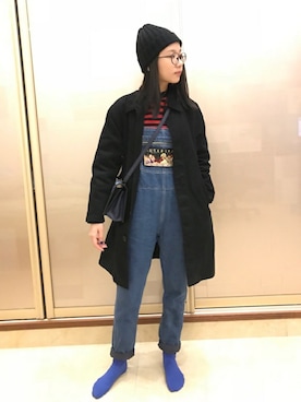 「OUTER SPACE（アウタースペース）のアイテム（オールインワン・サロペット）」を使った、bakuさん（レディース・158cm）の冬コーディネート