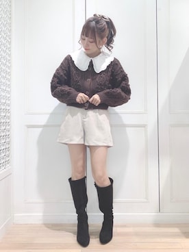 「丸襟ブラウス」｜まりたすさん（レディース・156cm）の冬コーディネート