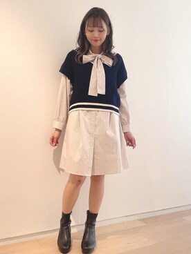 「ストレッチブーツ」｜まりたすさん（レディース・156cm・20代）の冬コーディネート