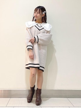 「ストレッチブーツ」｜まりたすさん（レディース・156cm・20代）の冬コーディネート