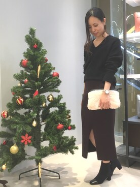 「ファークラッチ」｜「アイテム（ブーツ）」を使った、でらさん（レディース・162cm）の冬コーディネート