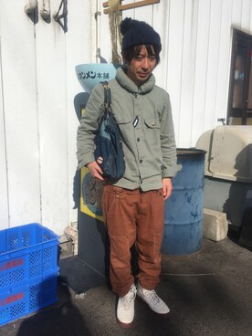 「mercibeaucoup,（メルシーボークー）のアイテム（トップス）」を使った、hide104さん（メンズ・162cm）の秋コーディネート