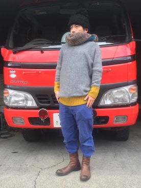 「消防車」｜hide104さん（メンズ・162cm）の冬コーディネート