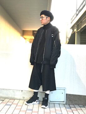 「THREE BLIND MICE（スリーブラインドマイス）のアイテム（帽子）」を使った、yopeさん（メンズ・174cm）の冬コーディネート