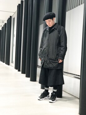 「THREE BLIND MICE（スリーブラインドマイス）のアイテム（帽子）」を使った、yopeさん（メンズ・174cm）の冬コーディネート