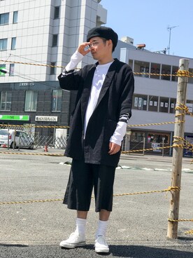 「和服」｜「アイテム（ハンチング/ベレー帽）」を使った、yopeさん（メンズ・174cm）の春コーディネート