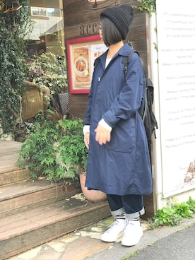 「I am I （アイアムアイ）のアイテム（ステンカラーコート）」を使った、yopeさん（レディース・152cm）の秋コーディネート