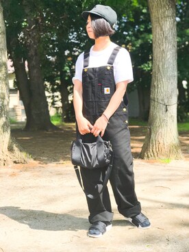 「Hanes」｜「アイテム（オールインワン・サロペット）」を使った、yopeさん（レディース・152cm）の春コーディネート