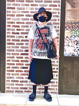 「BLACK COMME des GARCONS（ブラックコムデギャルソン）のアイテム（スラックス）」を使った、yopeさん（メンズ・174cm）の夏コーディネート