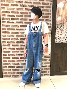 「RNA（アールエヌエー）のアイテム（サロペット/オーバーオール）」を使った、yopeさん（レディース・152cm）の夏コーディネート