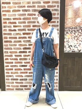 「RNA（アールエヌエー）のアイテム（サロペット/オーバーオール）」を使った、yopeさん（レディース・152cm）の夏コーディネート