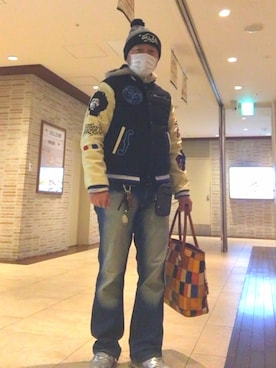 「ショッピング」｜「アイテム（スタジャン）」を使った、hakaseさん（メンズ・169cm）の冬コーディネート