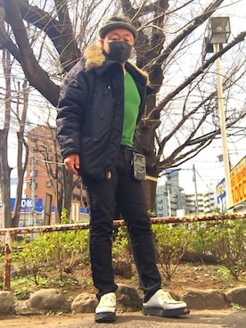 「ジョージコックス」｜「アイテム（ミリタリージャケット）」を使った、hakaseさん（メンズ・169cm）の春コーディネート