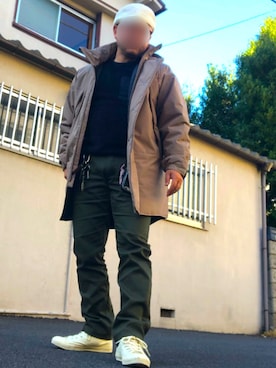 「アイテム（ハンチング/ベレー帽、ホワイト系）」を使った、hakaseさん（メンズ・169cm）の冬コーディネート