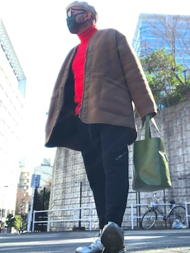 「シルバーシューズ」｜「アイテム（ハンチング/ベレー帽）」を使った、hakaseさん（メンズ・169cm）の冬コーディネート