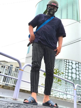 「jiggys shop（ジギーズショップ）のアイテム（パンツ）」を使った、hakaseさん（メンズ・169cm）の夏コーディネート