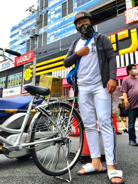 「jiggys shop（ジギーズショップ）のアイテム（パンツ）」を使った、hakaseさん（メンズ・169cm）の夏コーディネート