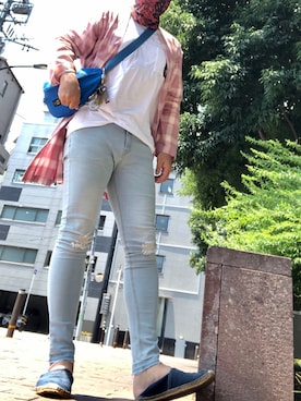 「ブリーチデニム」｜「アイテム（その他アウター）」を使った、hakaseさん（メンズ・169cm）の夏コーディネート