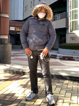 「シルバーシューズ」｜「アイテム（ダウンジャケット/コート）」を使った、hakaseさん（メンズ・169cm）の秋コーディネート